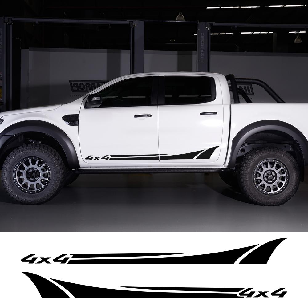 

2 шт. универсальная юбка двери пикапа 4x4 стильная наклейка для Ford Ranger Raptor Isuzu Dma Nissan NAVARA Toyota Hilux автомобильные аксессуары Matt Gold