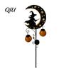 Automatic Light for Walkway Solar Halloween Witch Pumpkin Moon Garden Stake Light, Waterproof on Crescent Pathway Lights with Lantern, Outdoor