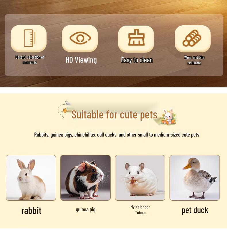 Großer Kaninchenkäfig mit integrierter Toilette für Zuhause - Geeignet für Meerschweinchen und Zierhaustiere