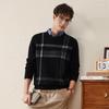Komon Boka Men's Color-block Plaid Wool Sweater