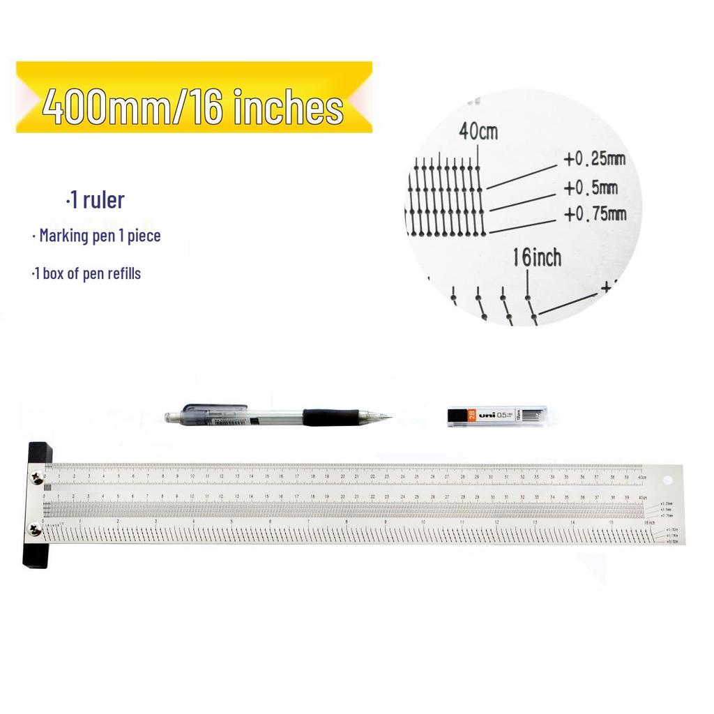 High-Precision Stainless Steel T-Square Scriber Ruler (Inch/Metric)