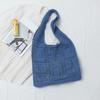 Women Shoulder Bag Wide Straps Large Capacity Solid Color Handbag Commuting Style Decorative Knitting Shoulder Bag