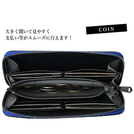 ZOO Made In Japan Hippopotamus Leather Long Wallet with Men's Zipper, Gray, ZLW-103