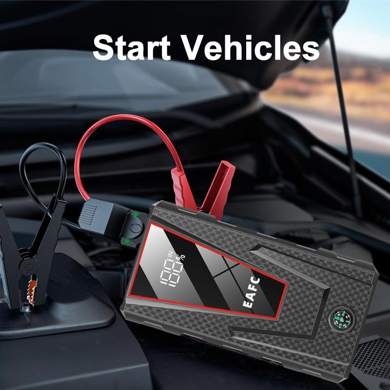 EAFC Car Jump Starter Portable Multi-Function Car Jump Starter, 12V Auto Portable Car Battery Starter Emergency Booster With The Toolbox