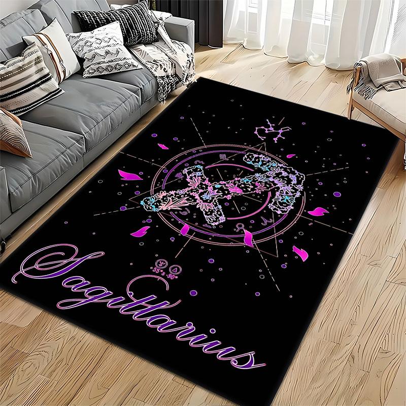 Zodiac Sagittarius Floral Pattern suitable as a non-slip mat for the living room or bedroom sofa