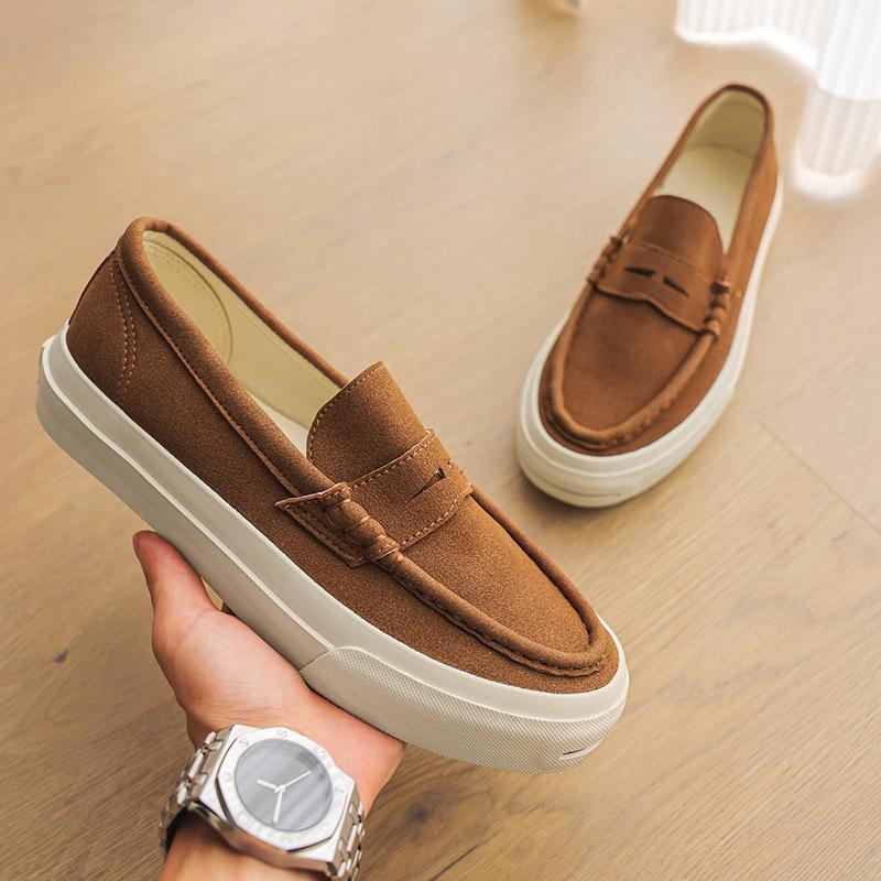 Fashion Leisure Walk Loafers New Summer Men's Casual Leather Shoes Stylish Soft Bean Shoes Low-top Man Slip on Shoes Handmade Moccasins