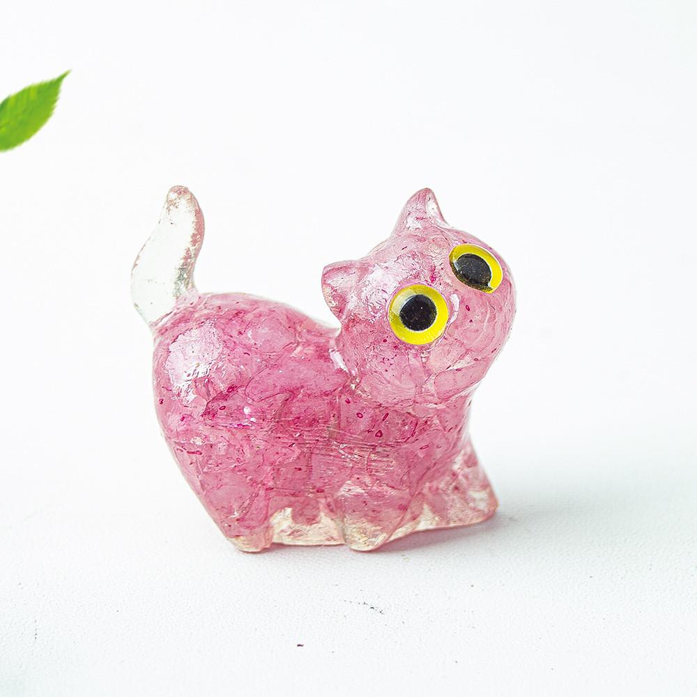 Figurine Artistique en Résine Chat de Cristal Faite à la Main avec un Design Dynamique Pour la Décoration Intérieure et les Cadeaux