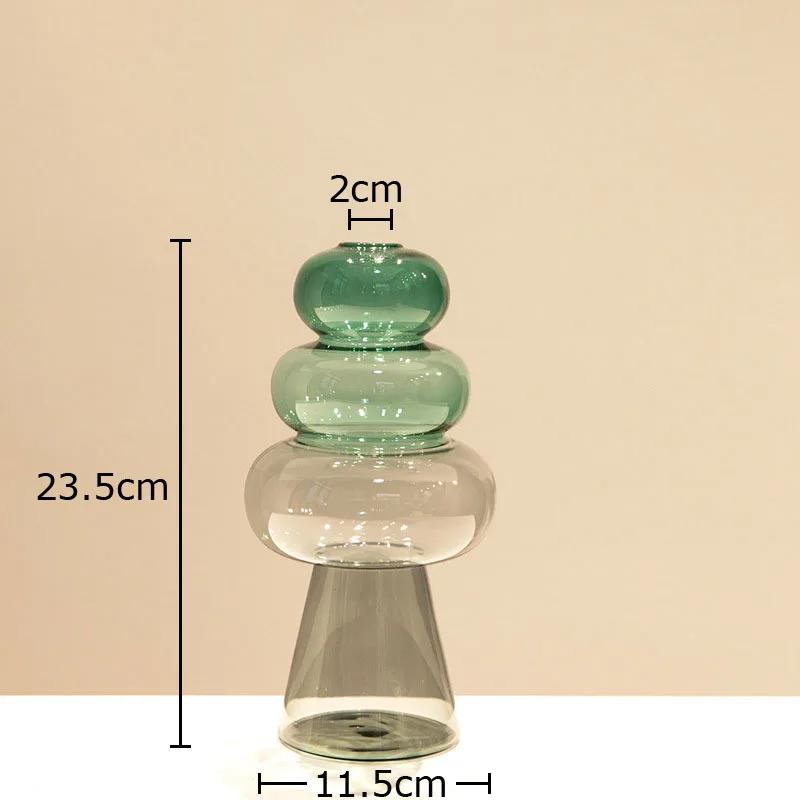 Multicolour Transparent Glass Vase Hydroponics Flower Pot Desk Decoration Flower Arrangement Floral Vases Room Aesthetic Decor