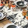 Artscope Black White Spooky Haunted House Tree Ghost Halloween Table Runner, Halloween Holiday Kitchen Dining Table Decoration for Fall Home Decor