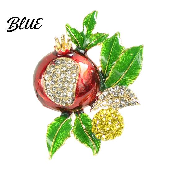 Sparkling Rhinestone Brooch Pin Enamel Color Oil Dripping Process Pomegranate