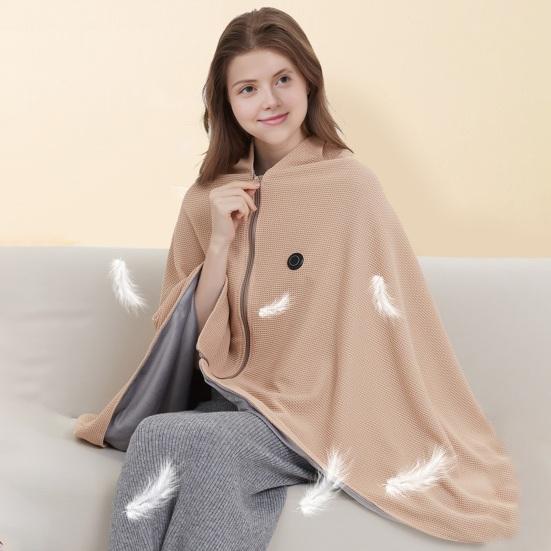 USB Powered Heating Shawl Cordless Electric Blanket Zippered Heating Scarf Winter Warm Wrap for Women Travel Office Home