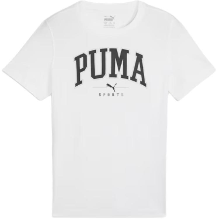 Puma Low Impact Squad Big Graphic Tee Youth Soft Rubber Print Crew Neck Short Sleeve Kids tops Puma-White 682772-02