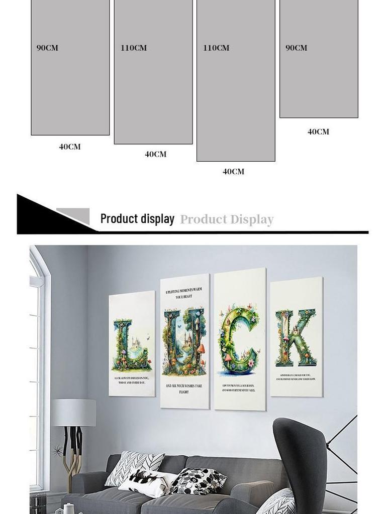 Four-Panel Solid Wood Oil Canvas Living Room Decorative Painting with Frame Processing