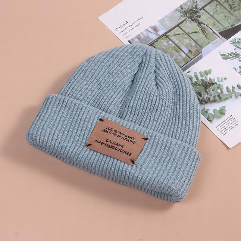 Hat Women Autumn and Winter Ins Patch Wool Hat Couple Casual Warm Knitted Hat Student Outdoor Cold Hat Men Ins Style
