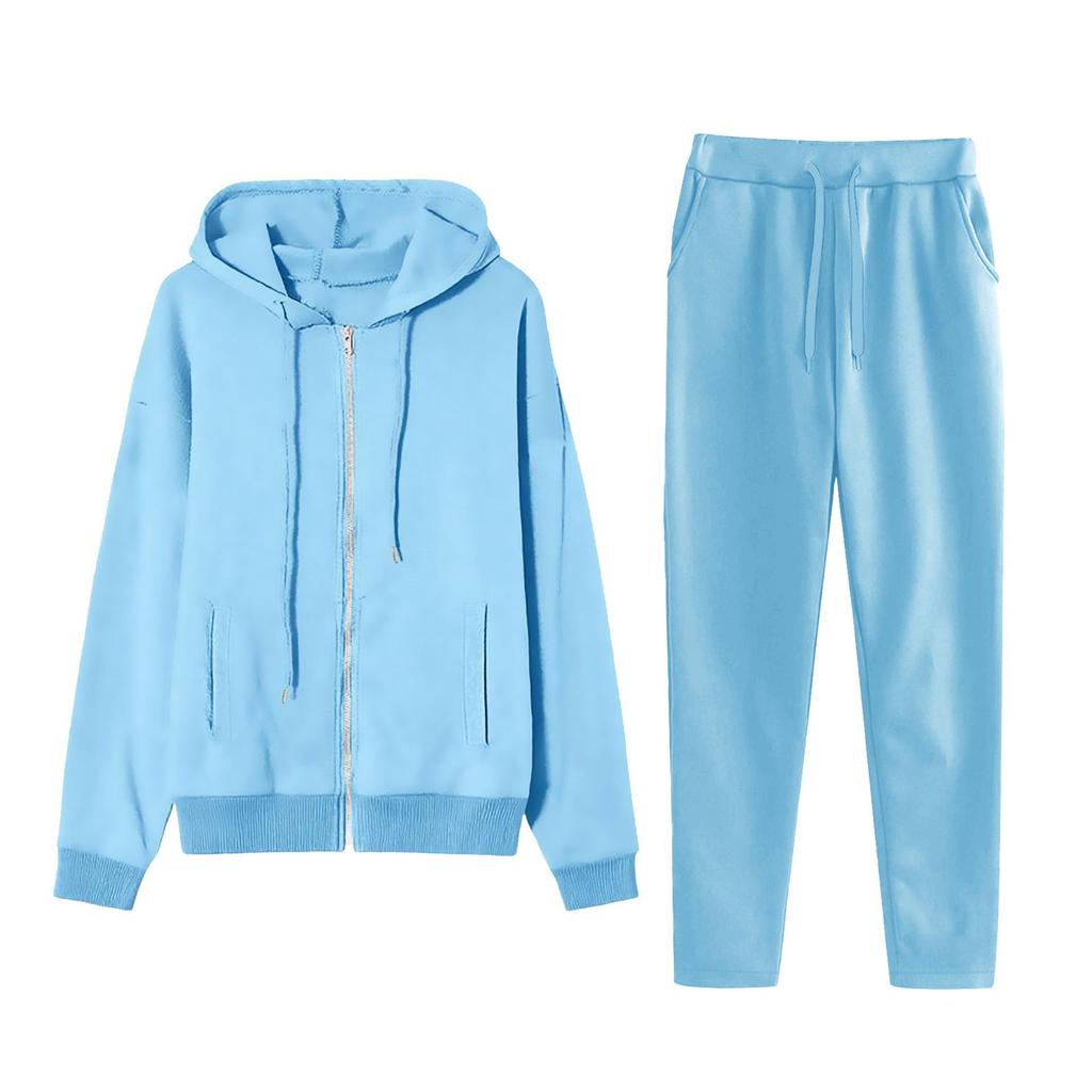 European Style Zipper Hoodie & Long Pants Two-Piece Set - Autumn/Winter Collection 2026