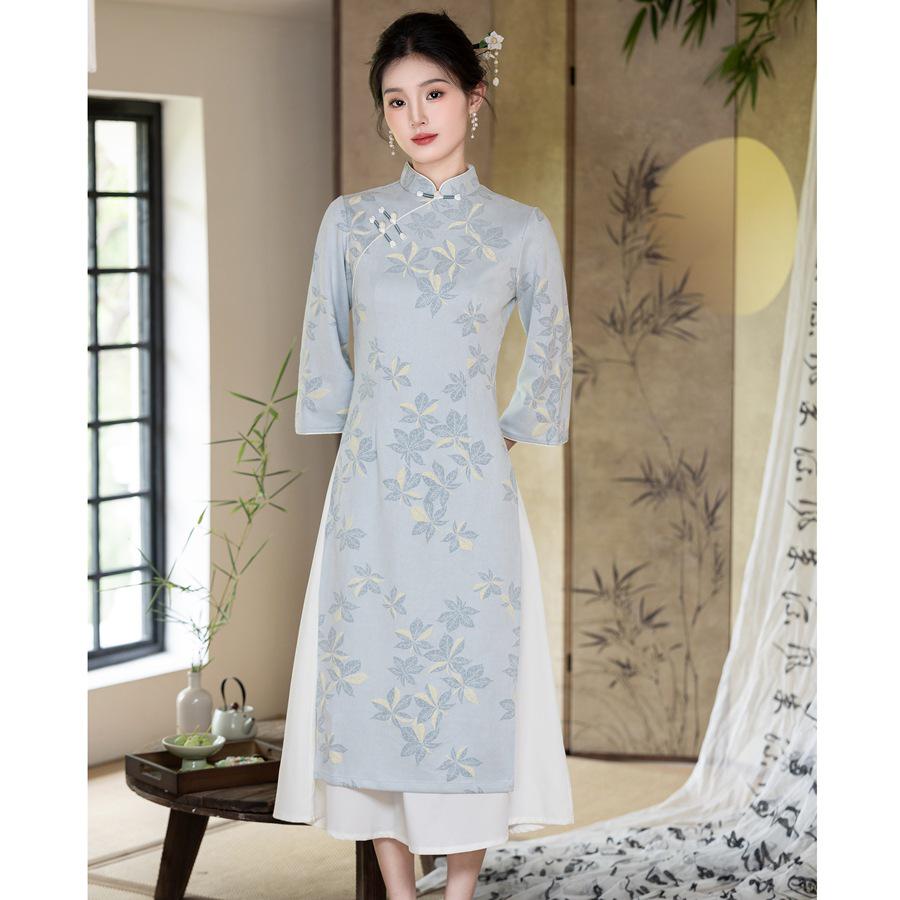 New Autumn-Winter Collection: Young Retro High-End Chinese-Style Ao Dai Qipao Dress