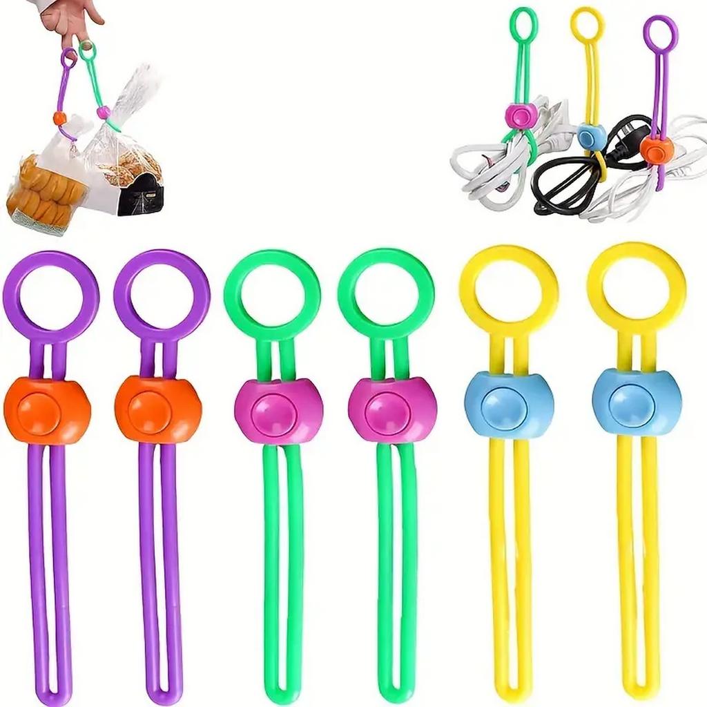 Goxawee Multicolour Bandage Sealing Clip Creative Practical Binding Rope Strapping for Snack Bags Kitchen Storage Food