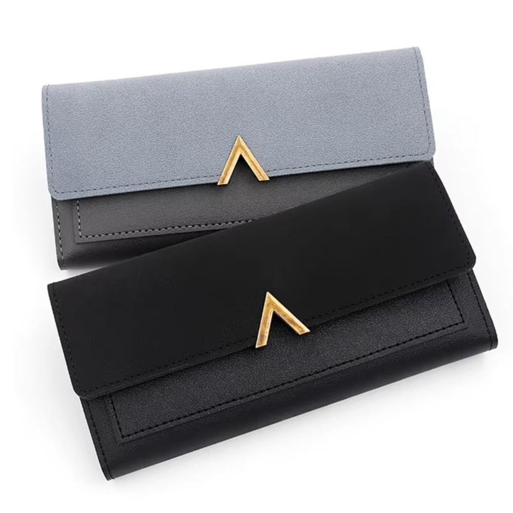 New PU Wallet Tri-Fold Multi-card Slot Long Purses Card Holder Hasp Closure Coin Purse Women