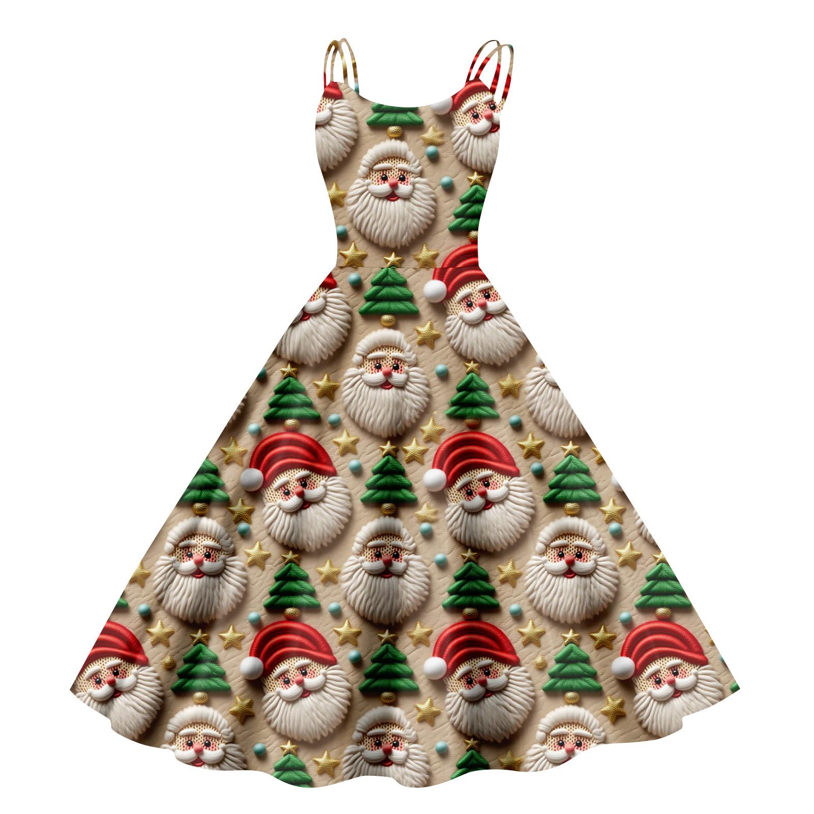 

Женское повседневное рождественское платье-сарафан в винтажном стиле с принтом L