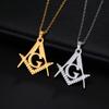 LIKGREAT Masonic Sign Medal Pendant Necklace for Women Men Stainless Steel Freemason Symbolism Religious Vintage Jewelry Gifts