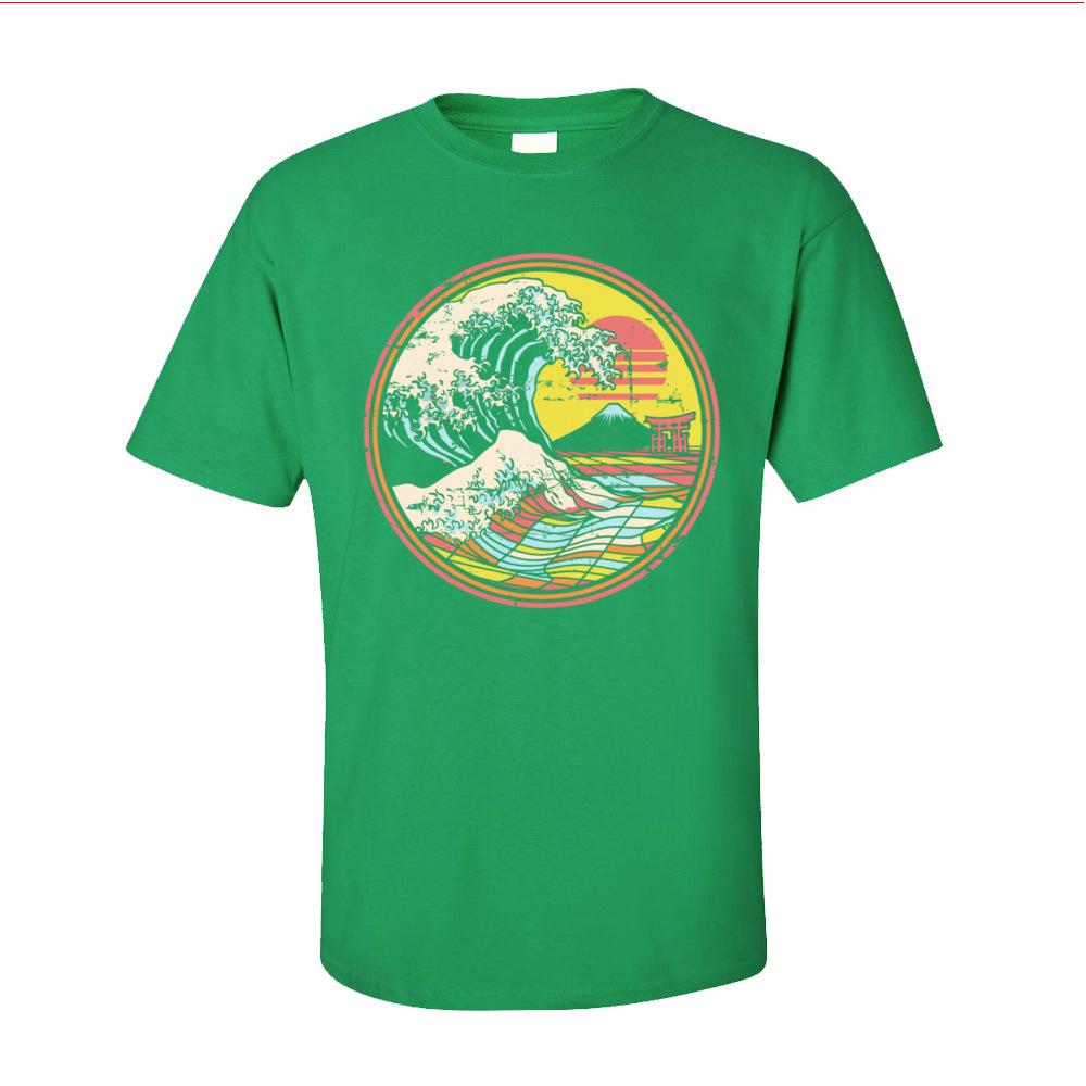 Hip Hop Man TShirts Great Retro Circle Wave Kanagawa Summer Autumn Tops T Shirt New Arrival Crewneck 100 Cotton TShirt