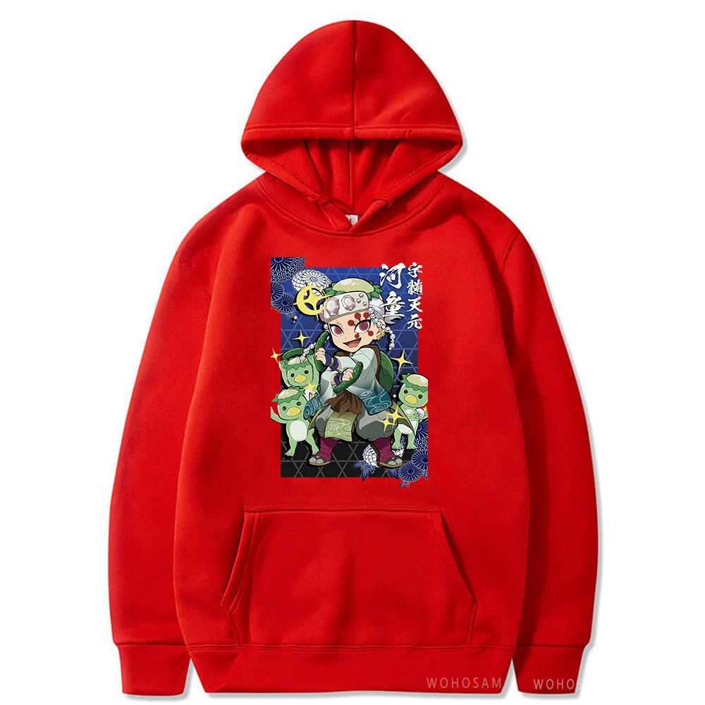 Uzui Tengen Demon Slayer Hooded Sweatshirts Kawaii Cartoon Print Pullover Casual Women Men Fashion Oversized Teenager Patchwork Clothes
