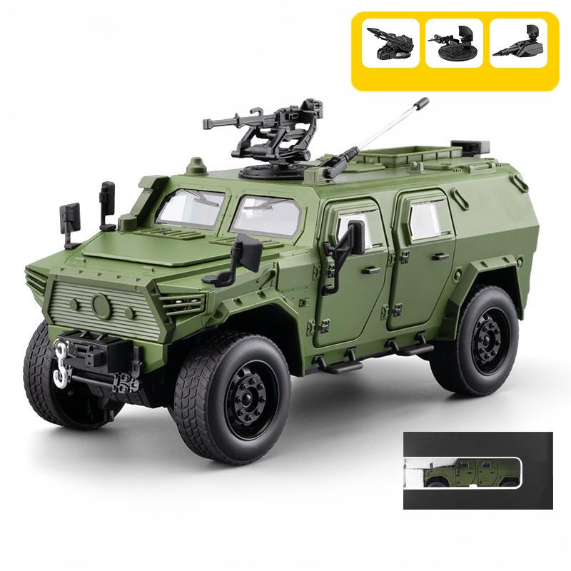 1:20 Bravewarrion Armored Explosion Proof Vehicle Alloy Diecast Model Car Indoor Desktop Decoration Display Ornaments Birthday