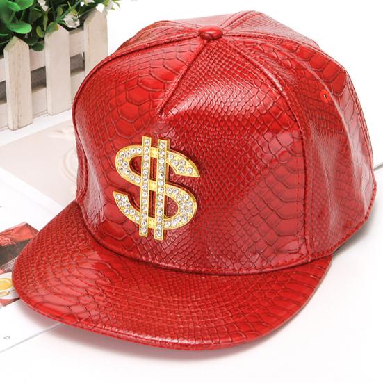 Baseball Cap Hip Hop Crocodile Skin Texture Rhinestone Decor Adjustable Buckle Cash Sign Sun Protection Anti-UV Glossy Punk Street Dance Hippie