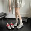 Retro bow ballet Mary Jane shoes women's summer 2025 new versatile light mouth flat shoes silver single shoes