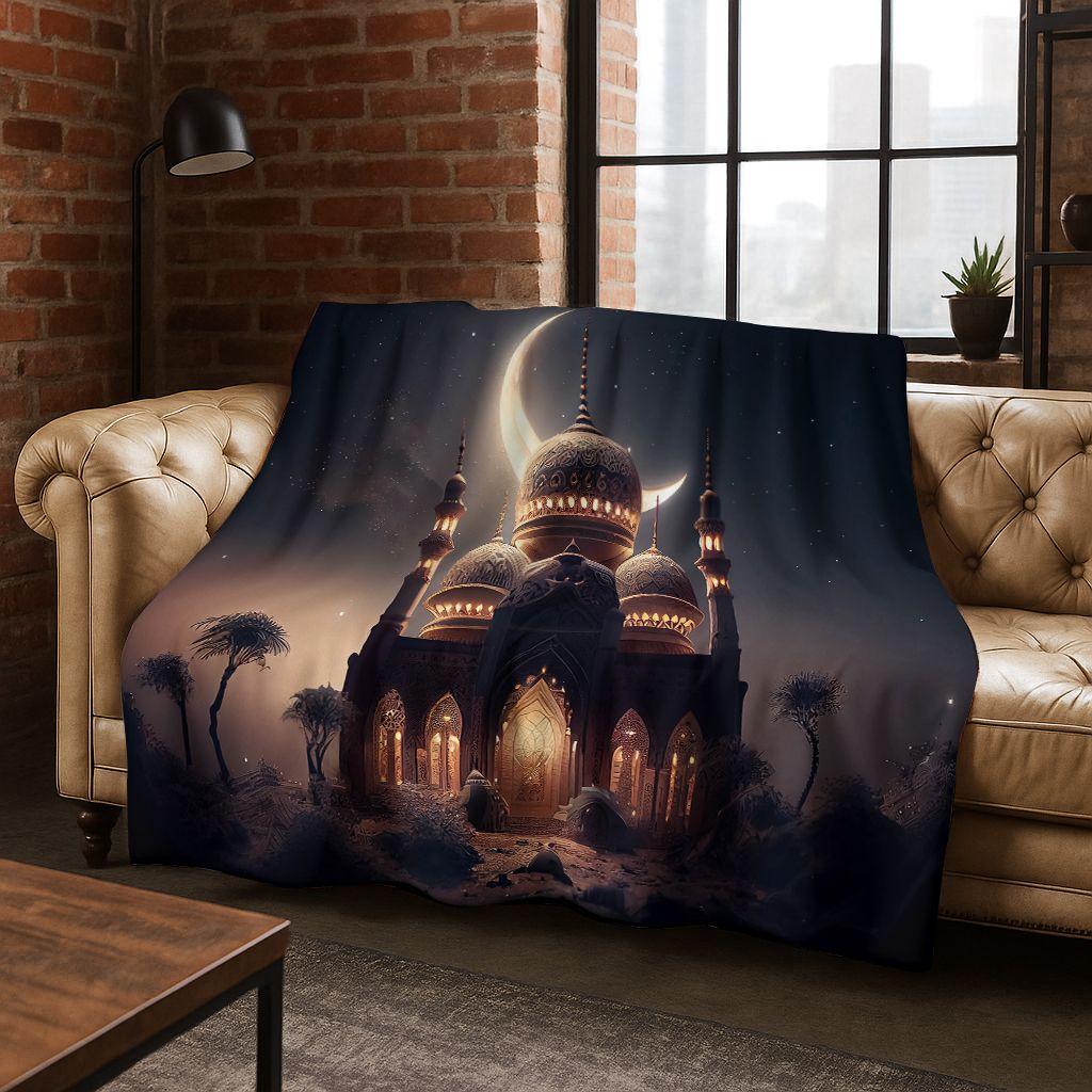 3D Islam Faith Prayer Muslim Calligraphy Flannel Blanket,Cozy Soft Throw Blanket for Home Bedroom Bed Sofa Picnic Cover Gift Kid