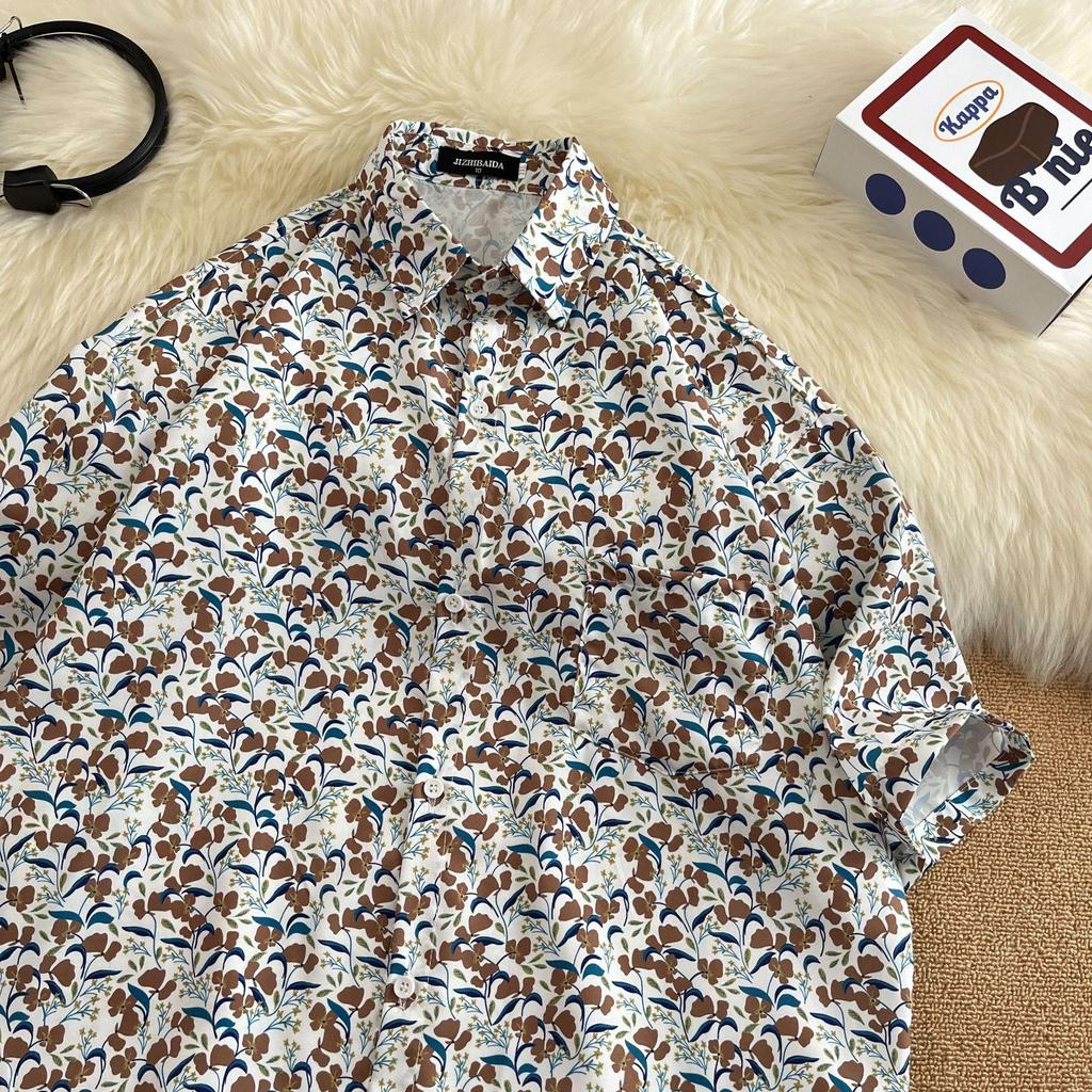 Hong Kong Style Vintage Sunflower Floral Shirt - Unisex Casual Short Sleeve