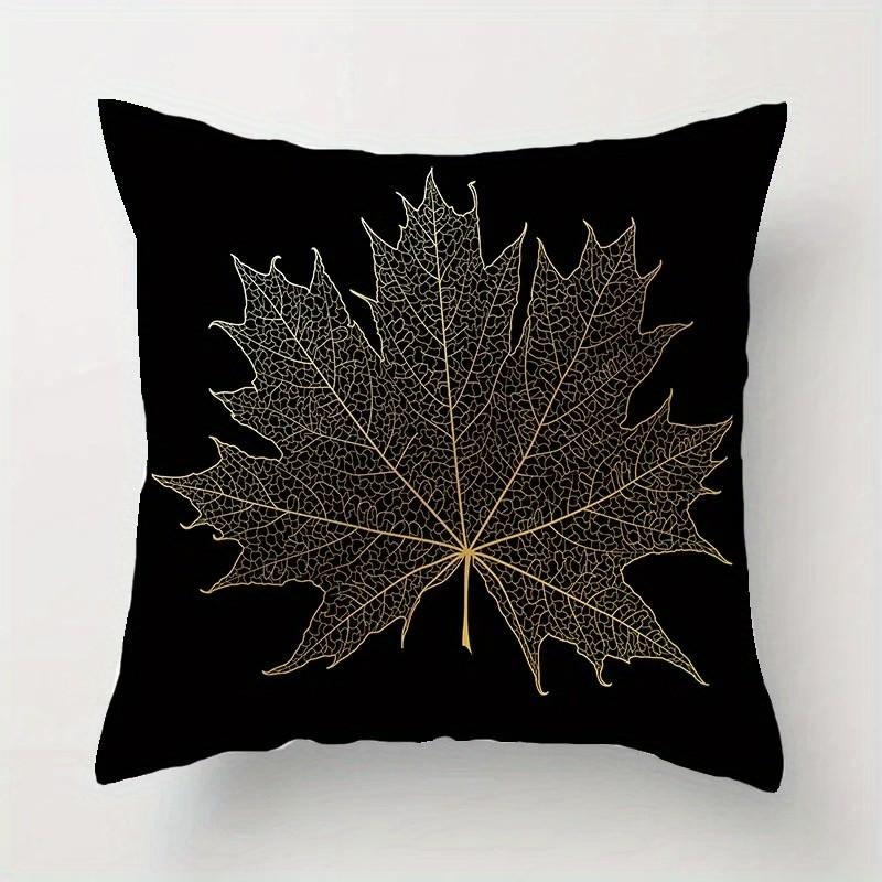 Golden Floral Botanical Pattern Pillow Covers Pattern Cushion Cover Suitable for Sofa Bedroom Car Pillow Cover
