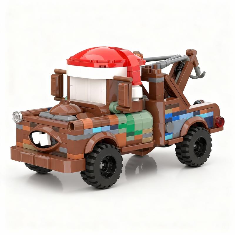 445pcs MOC Tow Mater Christmas Edition Cars Model Building Blocks Construction Christmas Gifts Toy Creative DIY Idea Education