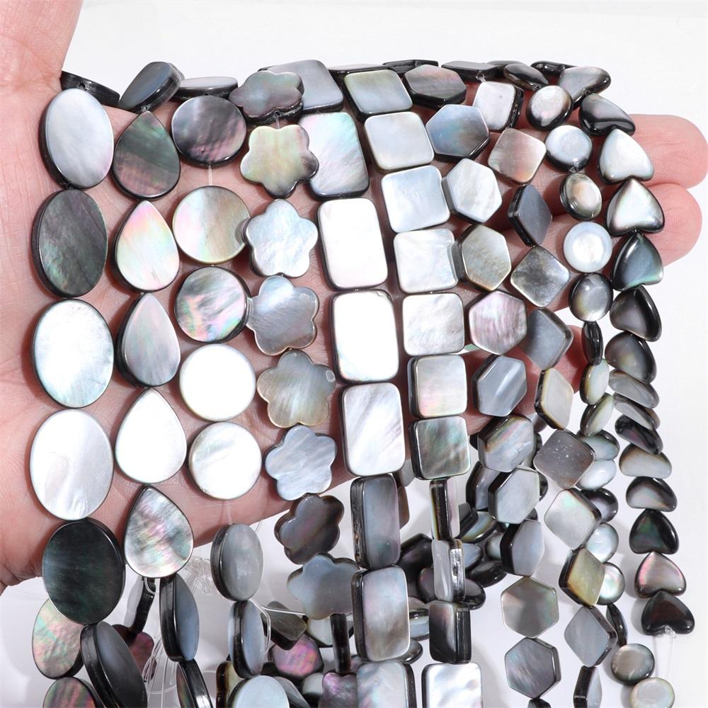 Natural Shell Gray Black Mop Beads Loose Mother of Pearl Shell Beads Charm DIY Bracelets Earrings Jewelry Accessories Wholesale