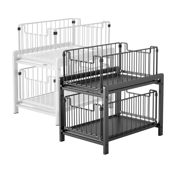 2patrový koš Zásuvka Organizér Úložný regál Velká kapacita Silná nosná Nerezová Posuvná police na pracovní desku