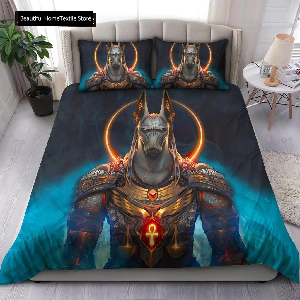 Ancient Egypt Anubis Egyptian Symbol Culture Comfortable Duvet Quilt Cover Pillowcase Bedding Set Children Bedroom Home Textile