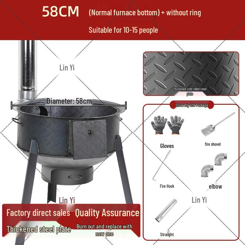 Extra Thick Patterned Steel Portable Wood-Burning Stove for Home & Outdoor Use