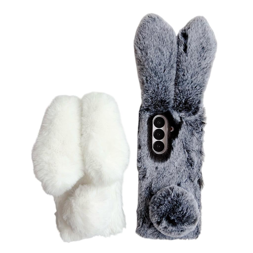 For Samsung Galaxy Z Fold7 5G Case Bunny Ears Winter Plush Hard PC Phone Cover