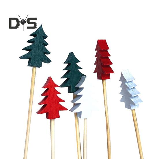 50Pcs Natural Fruit Toothpicks Food Grade Durable Xmas Tree Snowflake Shape Disposable Fruit Sticks