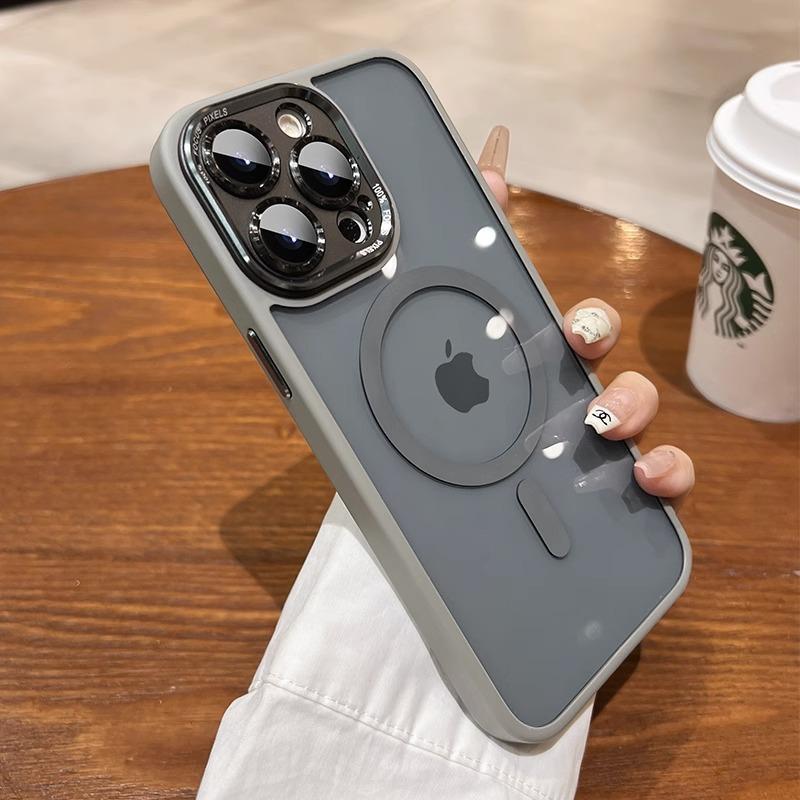 Luxury Matte Bumper Magnetic Clear Case For iPhone 15 14 13 12 11 Pro Max 14 Plus Magsafe Wireless Charge Lens Protection Cover