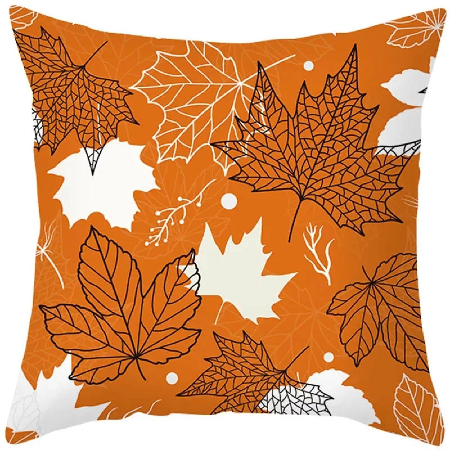 Autumn Maple Leaf Pumpkin Pillow Case  Thanksgiving Day Decoration Pillowcase Fall Maple Leaf Pumpkin Pillow Case , 30x30cm
