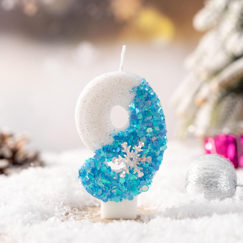 Creative Snowflake Number Birthday Cake Candles - Hot-selling Party Decoration.