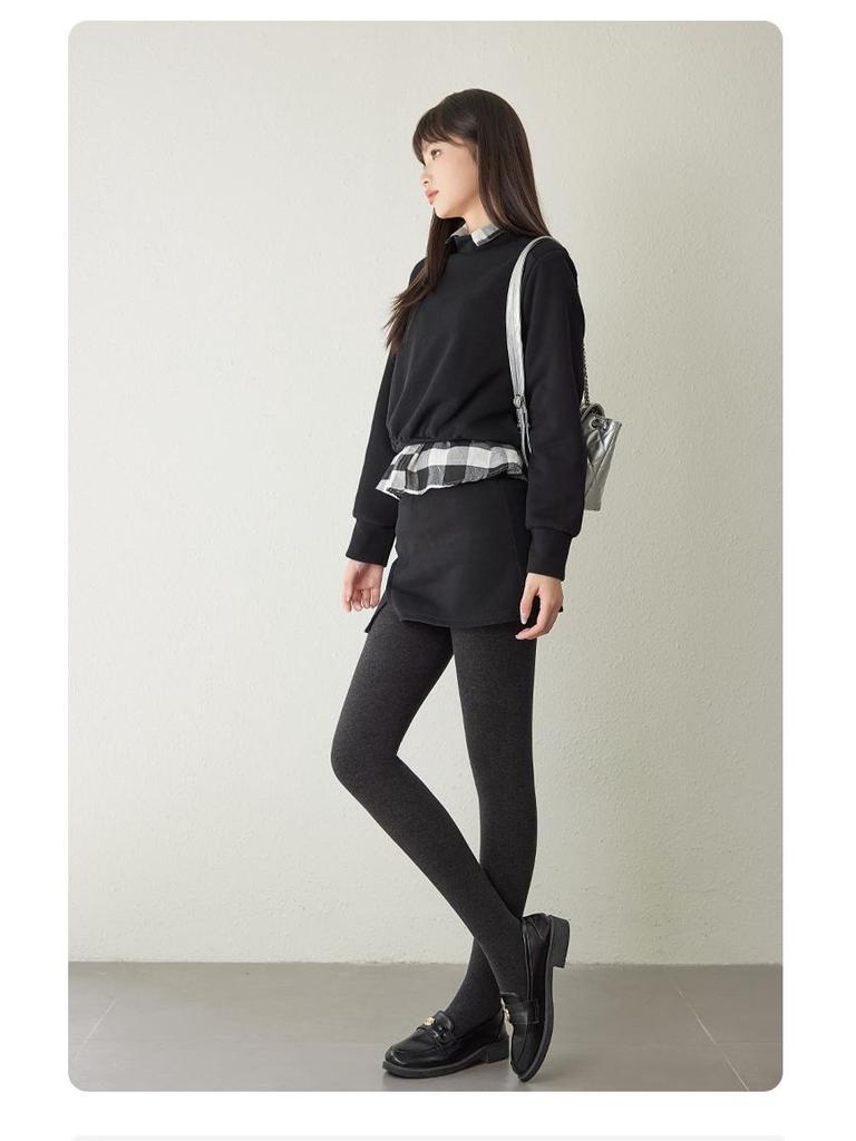 Damen Fleecegefütterte Bauchweg Leggings - Warme Verdickte Baumwoll Steg Strumpfhose für Winter & Herbst