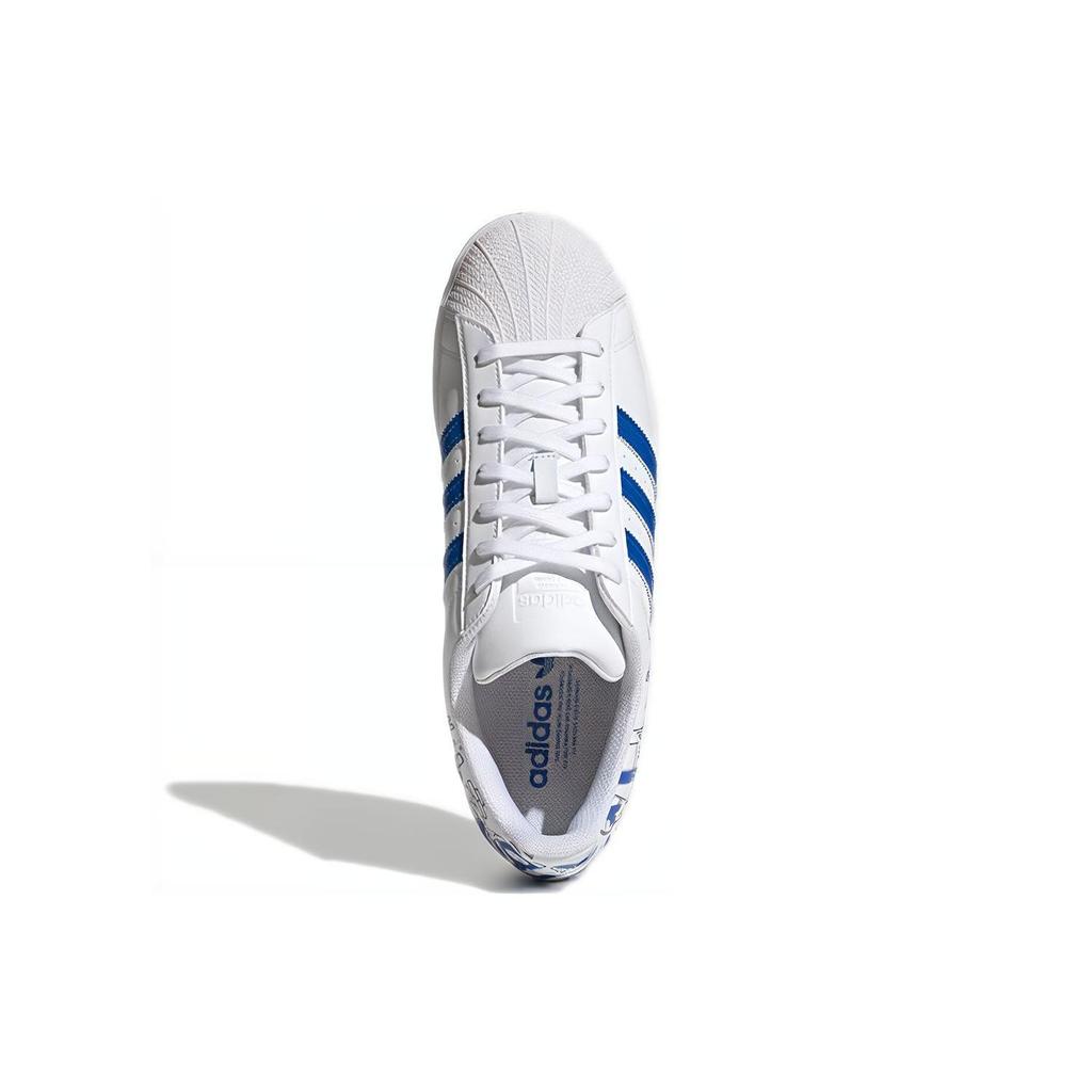 adidas Originals Superstar Leather Comfortable Casual Durable Low-Top Sneakers Unisex Sneakers White Blue GW5784