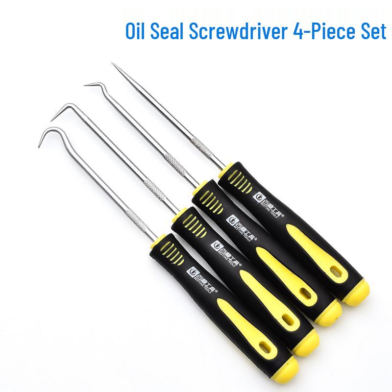 

Oil Seal Removal Tool Set: Screwdriver, Extended Puller, Hook, Gasket & Drum Disassembly Tools