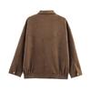 Women's Faux Suede Button Jacket Oversized Gathered Hem Short Length Coat Casual Vintage Outerwear With Pockets