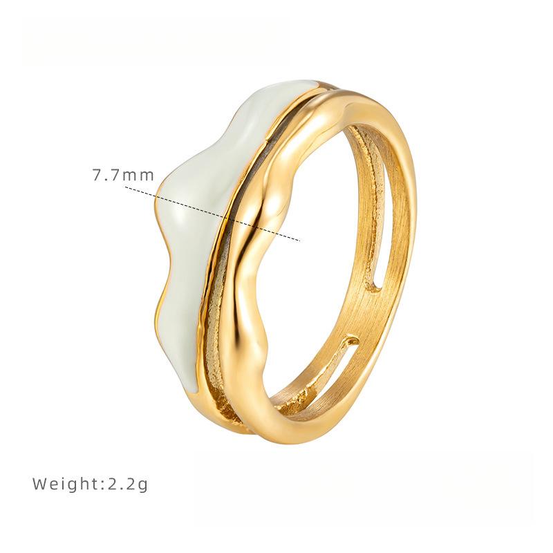 

Кольцо-шахматная доска из эмали Моранди с капельным покрытием, женское, нишевый дизайн, высококлассное, из титановой стали, не тускнеет, изысканное ювелирное изделие 9