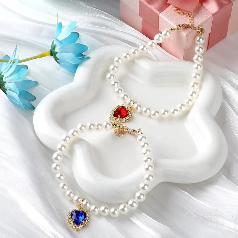 Princess Style Pet Pearl Collar for Dogs Cats-Cute Adjustable Jewelry Accessory for Puppy Kitten Chihuahua Perfect Wedding Gift