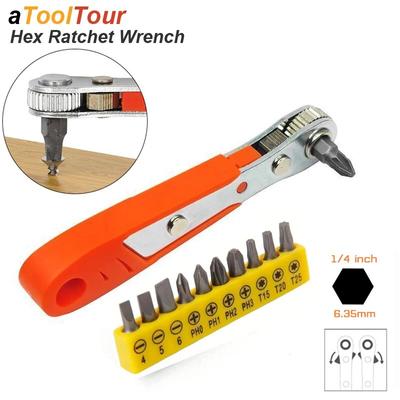 Mini Chave de Catraca Chave de Fenda 1/4 Hexagonal Ajustável Liberação Rápida Cabo de Soquete Ferramenta Manual de Reparo Para Reparo de Carro Espaços Apertados