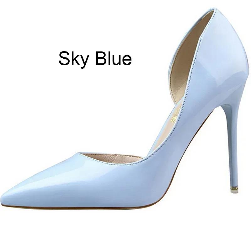 Women Patent Leather High Thin Heel Shoes Office Shallow Mouth Single Shoes Nightclub Party Wedding Banquet Gathering Lady Pumps